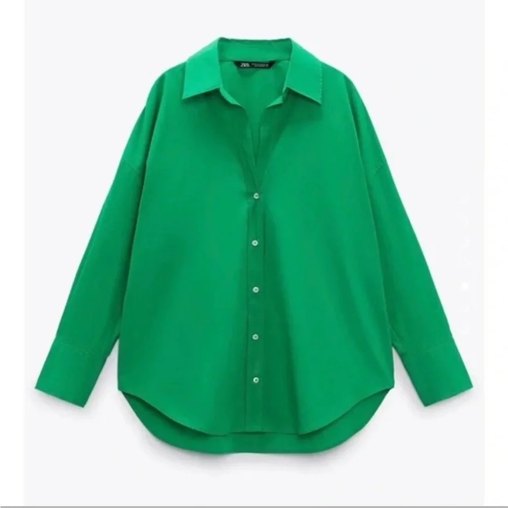 Zara Green Poplin Oversized XL - Picture 1 of 6